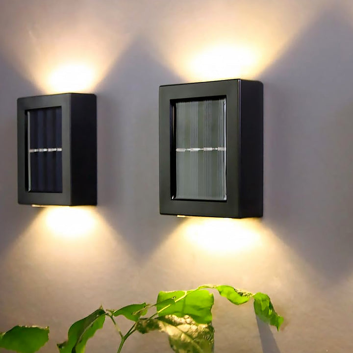 Solar Wall Lights Small Fence Lights Solar Powered Up Down LED Porch Light Garden Lights Outdoor Solar Landscape Lights WaterProof Light (1 Pc) Your Brand