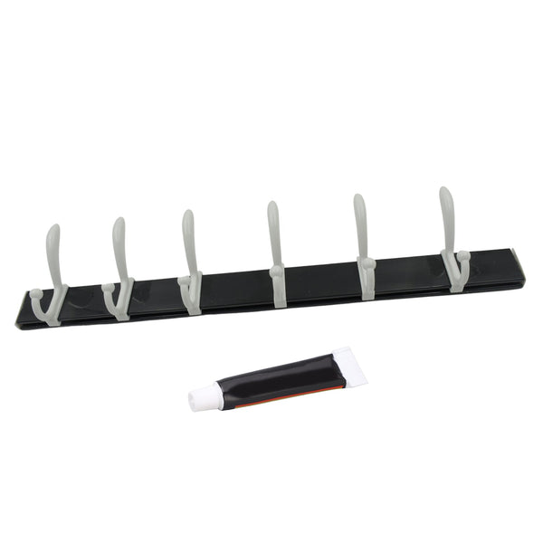 Cloth hanger, Wall Door Hooks Rail for Hanging Clothes for Hanging Hook Rack Rail, Extra Long Coat Hanger Wall Mount for Clothes, Jacket, Hats, 6 Hook With Eco-friendly Liquid Adhesive Glue Your Brand