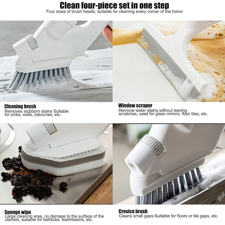 4 in 1 Scrub Brushes for Cleaning 4 Types of Brush Head Replacements (1 Set) - TezCart