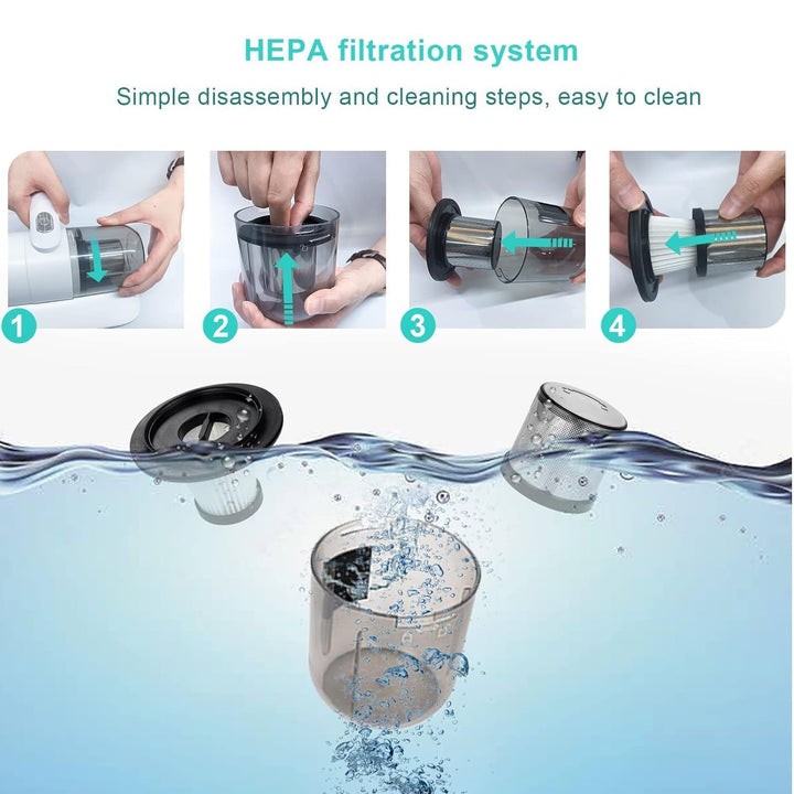 Powerful Suction Portable Handheld Vacuum Cleaner - Low Noise Vacuum Cleaner for Bed - Cordless Vacuum Cleaner for Car Seat Crevices Pillows, Mattresses, Sofas Wireless Anti Dust and Mite Cleaner Your Brand