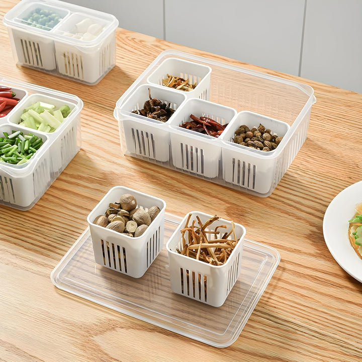 Fridge Storage Boxes Freezer Storage Containers, Container for Kitchen Storage Set, Storage in Kitchen, Vegetable Storage, Draining Crisper Refrigerator Food Box (1 Pc) Your Brand