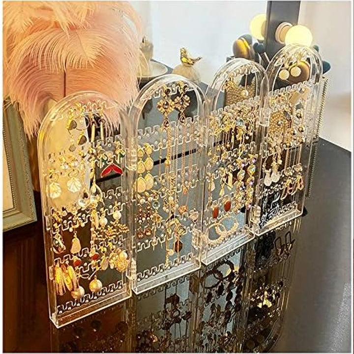 4 Folding Storage Hanger Acrylic Earring Screen Holder Display Stand Clear (1 Set) your brand