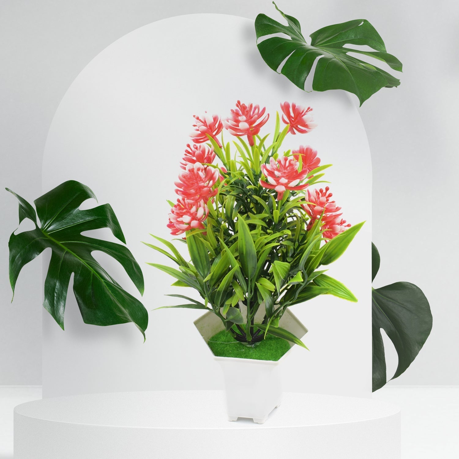 Wild Artificial Flower Plants with Cute Pot | Flower Plant for Home Office Decor | Tabletop and Desk Decoration | Artificial Flower for Balcony Indoor Decor, Plants for Living Room (1 Pc) Your Brand