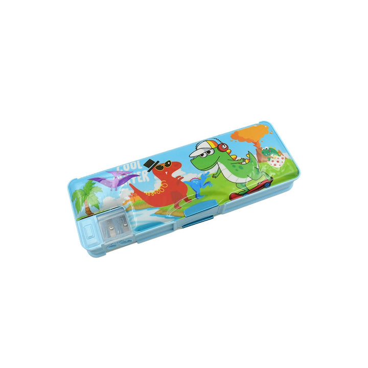 Plastic Multipurpose Compass Box – Double Deck Pencil Case with 2 Compartments & Cartoon Organizer (1 Pc, Mix Design) Your Brand