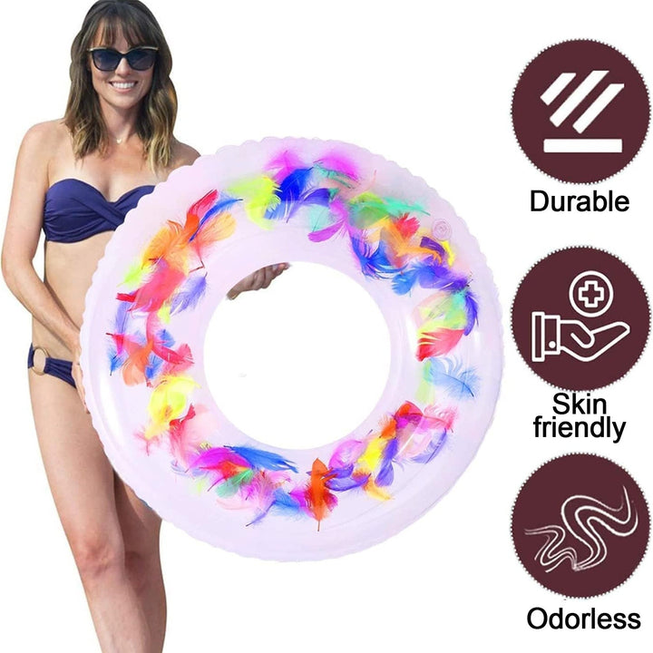 Swim Ring, For Adults, Conveniently Portable, Feathers, Swimming Ring, For Water Play, For Beaches, Swimming, Summer Vacation, Women's, Men's (1 Pc) Your Brand