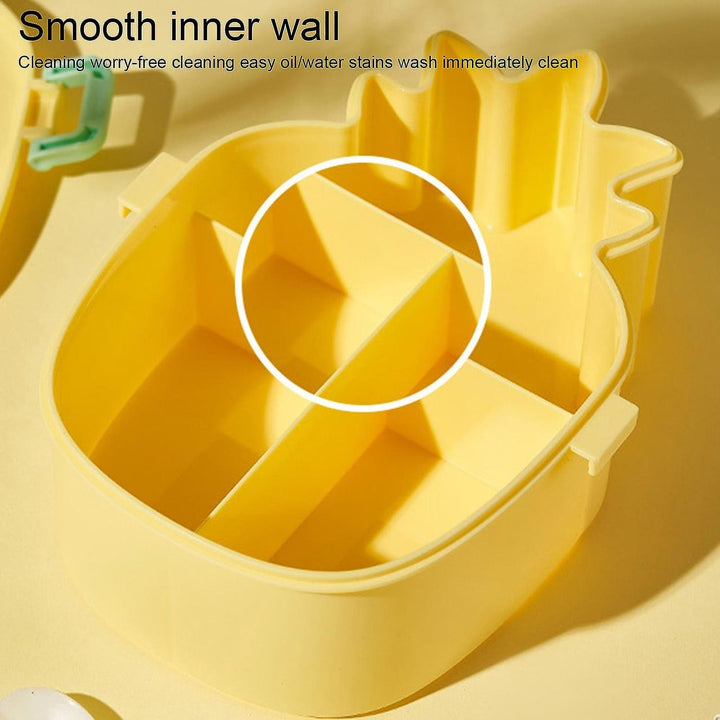 Kids Lunch Box Cute Pineapple Shaped Bento Box with Fork Spoon Snack Container Microwave Portable Office Lunch Box (1 Pc / With Spoon, Fork & Color Box) Your Brand