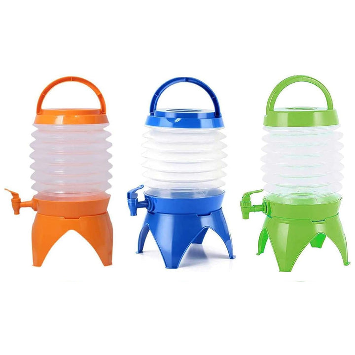 Plastic Collapsible Beverages Container with Tap Cold Drink Dispenser Folding Water Storage Water Jug Tank for Home and Outdoor Party Traveling Picnic (3.5 Litter/ Multicolor) Your Brand