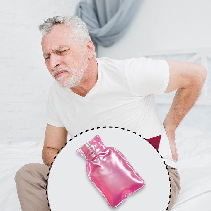 Simple Pink small Hot Water Bag with Cover for Pain Relief, Neck, Shoulder Pain and Hand, Feet Warmer, Menstrual Cramps. Your Brand