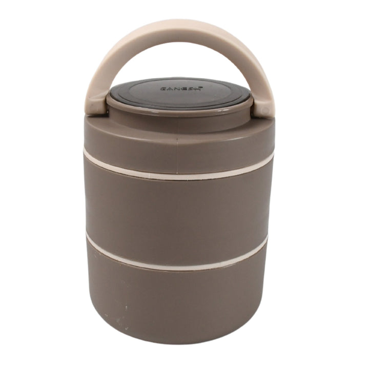 Ganesh Smart Stack 2 Layer Portable Lunch Box Stainless Steel Airtight Leak-Proof Lunch Box for Office, School, Picnic: Color May Vary (2 Layer) Your Brand