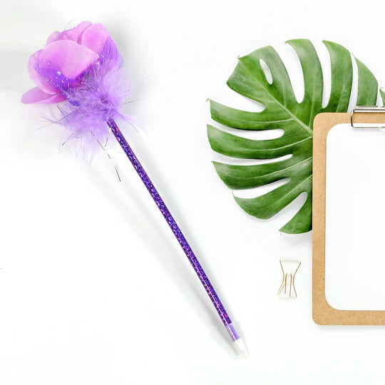 FASHION ROSE FLOWER & STAR DESIGN BALL PEN SMOOTH WRITING FOR WEDDING , EVENTS & MULTIUSE PEN ( SET OF 5PC) Your Brand