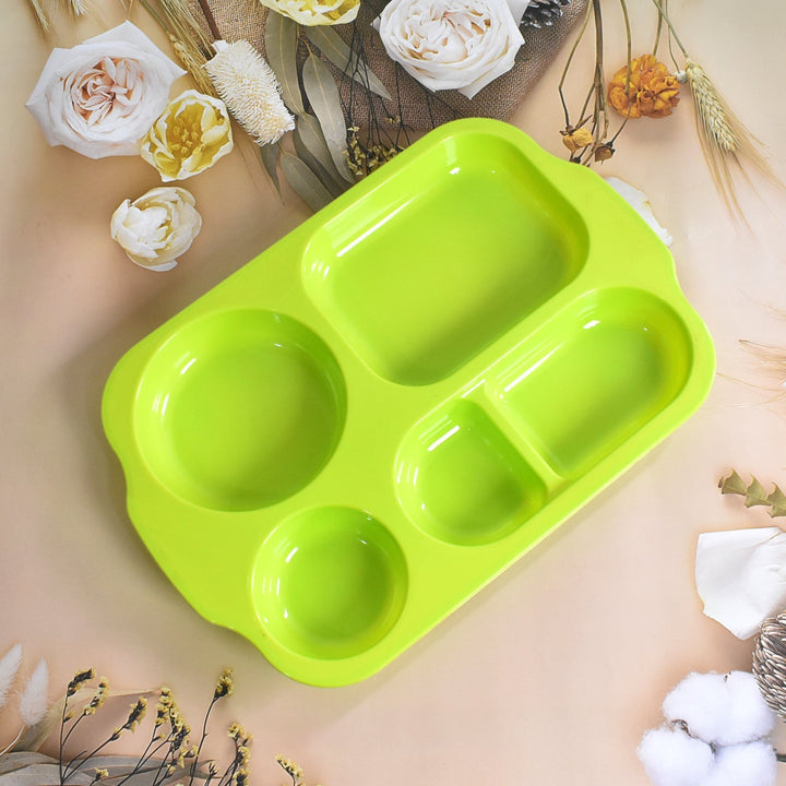Unbreakable Plastic Food Plates / Biodegradable 5 Compartment Square Plate for Food Your Brand