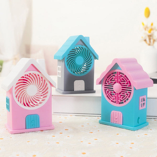 Mini House Fan House Design Rechargeable Portable Personal Desk Fan For Home , Office & Kids Use (Battery Not Include) Your Brand