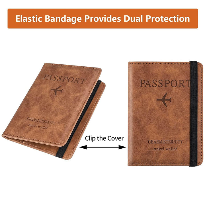 Passport Holder Cover PU Leather Travel Wallet case (1 Pc / 15×11 Cm) - TezCart