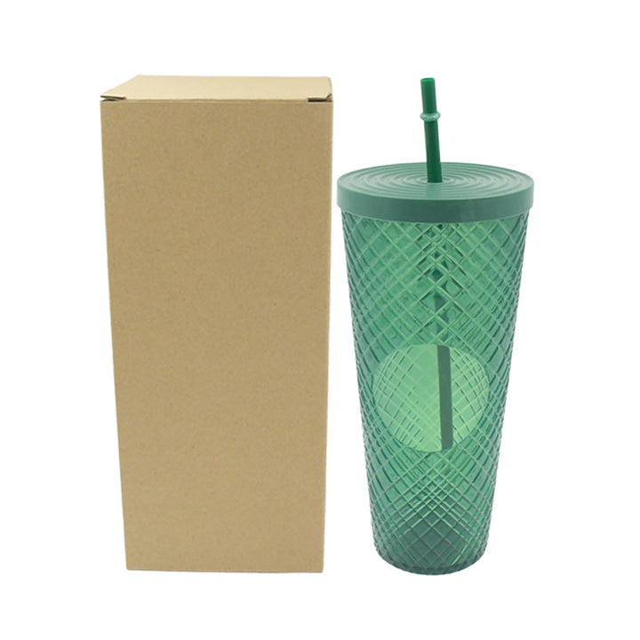 Cup with Straw &  LED Lighting Reusable Matte Studded Tumbler with Leak Proof Lid Water Cup Travel Mug Coffee Ice Water Bottle Double Walled Insulated Tumbler BPA Free (1 Pc) Your Brand