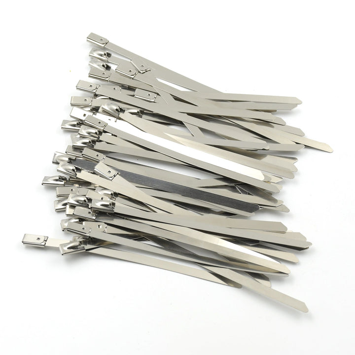 Stainless Steel Cable TIE Used for Solar, Industrial and Home Improvement Multipurpose HIGH Strength, Self-Locking Zip Ties, Multi-purpose Tie, Portable Rustproof 100Pcs Wide Application Zip Tie Set for Building (4.6x100MM /  100 pcs Set) Your Brand