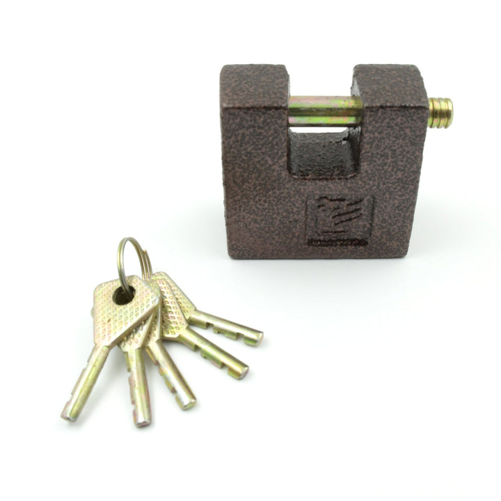 Iron lock, Brass Core and Thickened Spray Black Iron Door Lock With 5 pc Keys for Home Dormitory, Waterproof Antirust Anti-theft locks Outdoor Gate Shed Locks Warehouse Big Iron Door Drawer Lock (63 mm ) Your Brand