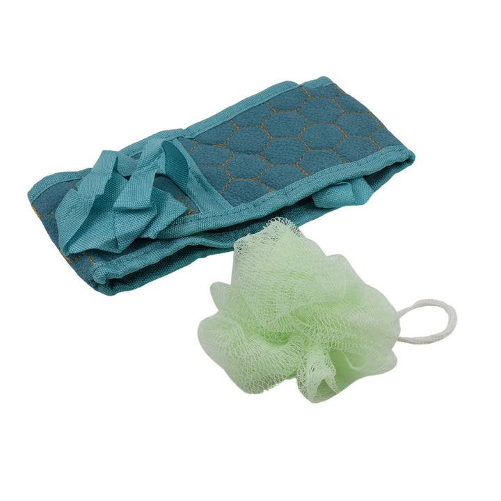Bath Shower Set Scrubber Loofah Sponge Pouf, Bath Brush Extra Long Dual Sided Scrubber Long Lasting Deep Clean Super Soft, Body Scrubber For Men Woman (2 Pcs Set) Your Brand