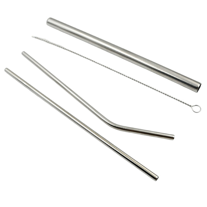 Reusable Stainless Steel Straws with Travel Case Cleaning Brush Eco Friendly Extra Long Metal Straws Drinking Set of 4 (2 Straight straws, 1 Bent straws, 1 Brush) Your Brand