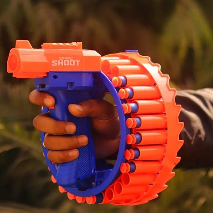 Amazing Toy Gun, Electric Gun for Children, 28 Soft Bullets for Youth Safety, Children's Electric Hand Ring Wheel Soft Bullet Gun, Gift Toys Your Brand