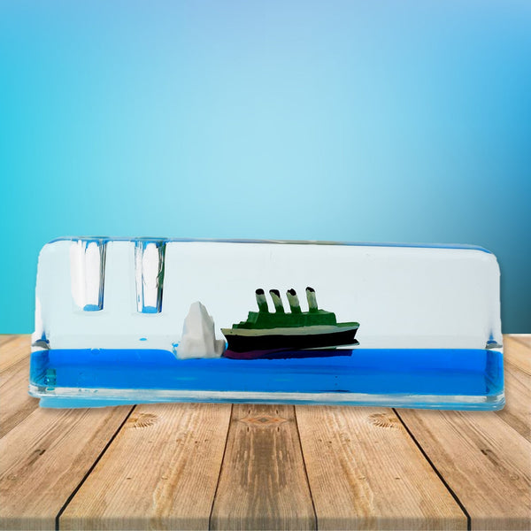 Car Interior Dashboard Decoration Floating Water Cruiser Ship Iceberg Ornament Car Interior Decoration for Birthday Gifts, Home Decor Suitable for Home Show Car Decoration, Gifts, Desk or Paperweight Your Brand