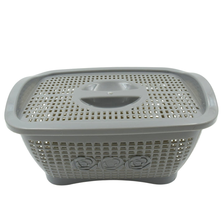 Multipurposes Plastic Basket, Organizer for Kitchen, Countertop, Cabinet, Bathroom with Lid, Plastic Storage Basket For Store Fruits, Vegetables, Magazines, Cosmetics, Stationary (1 Pc / Mix Color ) Your Brand