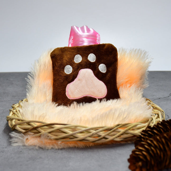 Paw Print Small Hot Water Bag with Cover for Pain Relief Your Brand