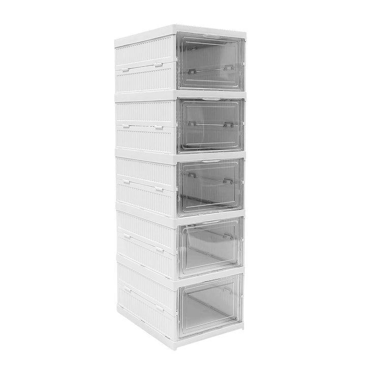 Stackable Multifunctional Storage, for Clothes Foldable Drawer Shelf Basket Utility Cart Rack Storage Organizer Cart for Kitchen, Pantry Closet, Bedroom, Bathroom, Laundry (5 Layer / 1 Pc) Your Brand