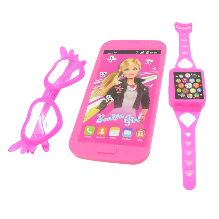 Barbiee Musical Phone, Watch & Glasses Set for Girls – ABS Calling Toy (3-Piece, Battery Not Included) Your Brand