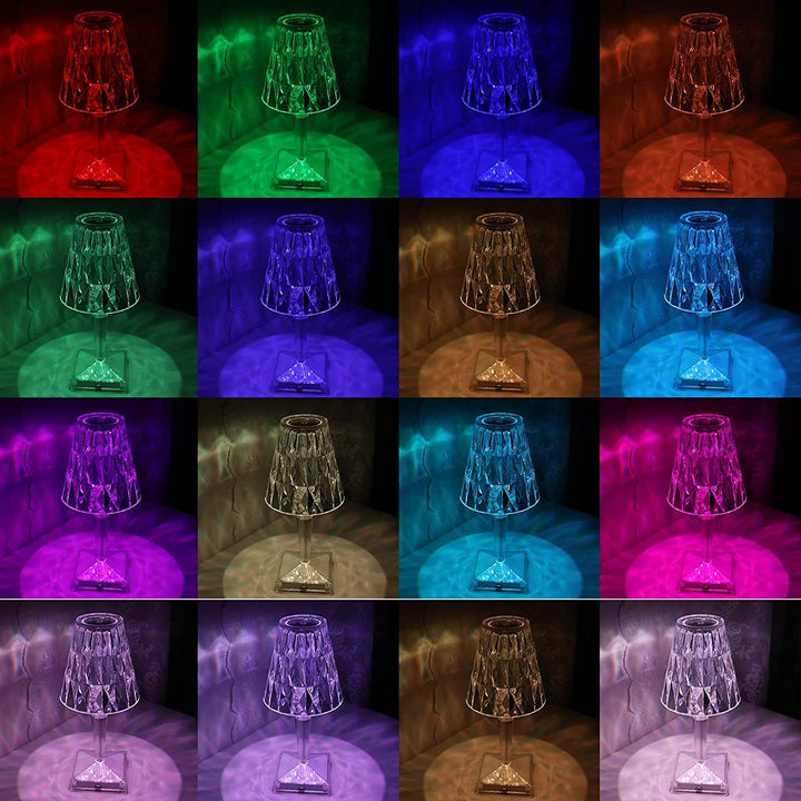 Romantic Crystal Table Lamp, Diamond Lamp, 16 Colors, 6 Brightness Level, Touch / Remote Control Switch, SUB Charging, Lampshade Night Light, Bedroom Bedside, Living Room Decoration Your Brand