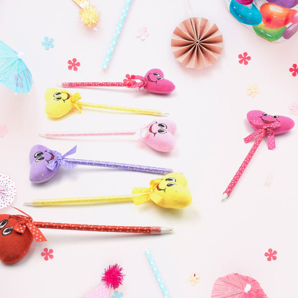 Cute Cartoon Shape & Heart Design Facy Writting Pen Attached Rattle | Ball Pen Smooth Writing For Wedding , Events & Multiuse Pen  Best Pen l Use for Kids (12 Pcs Set Mix Design & Color) Your Brand