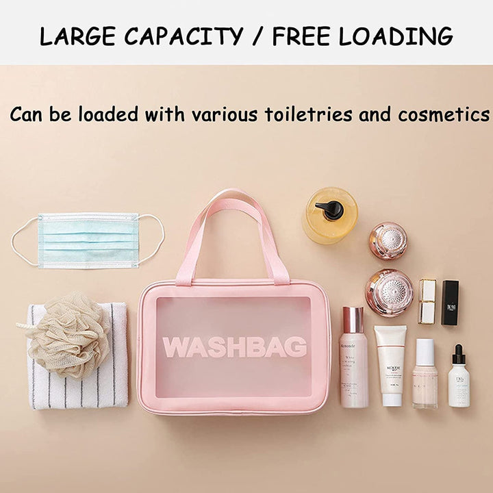 Cosmetic Pouch, Make up Bag for Home & Travel, Toiletry Bag for Cosmetics, Brushes, Accessories Set of 3 Small, Medium & Big - Wash Bag - TezCart