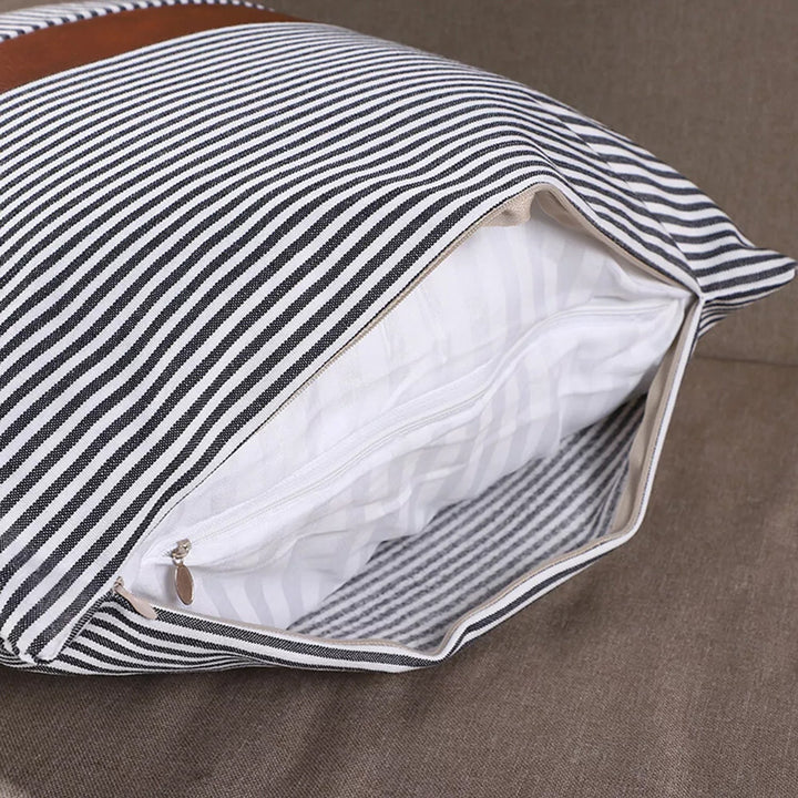 Pillow Covers, leather & cotton Cushion Covers (16 × 16 Inch / 1 Pair / 2 Pc) Your Brand