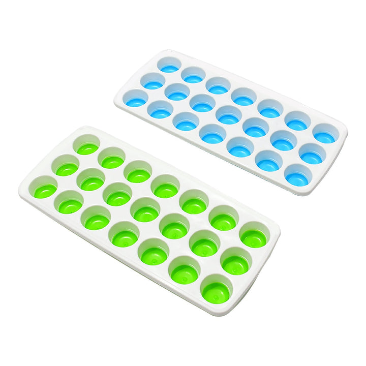 21 Cavity Pop Up Ice Cube Trays-Easy Release, Flexible Silicone Bottom - Stackable, BPA Free, Food Grade - for Convenient Freezer Ice Making (2 Pc Set) Your Brand
