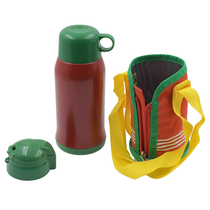 Premium Stainless Steel Insulated Sipper Bottle Print Water FlaskCartoon Vacuum Hot Cold For Kids / Travelling Water Bottle for Kids with Pop up Straw,  Double Wall Thermos with Straw & Bottle Zippe Cover For office/Gym/School (550 ML) Your Brand