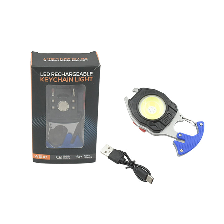 Keychain Led Flashlight Rechargeable Multi Function 6 Lighting Modes Pocket Key Chain Flash Light USB for Outdoor Camping,Walking With Cigarette Lighter Your Brand