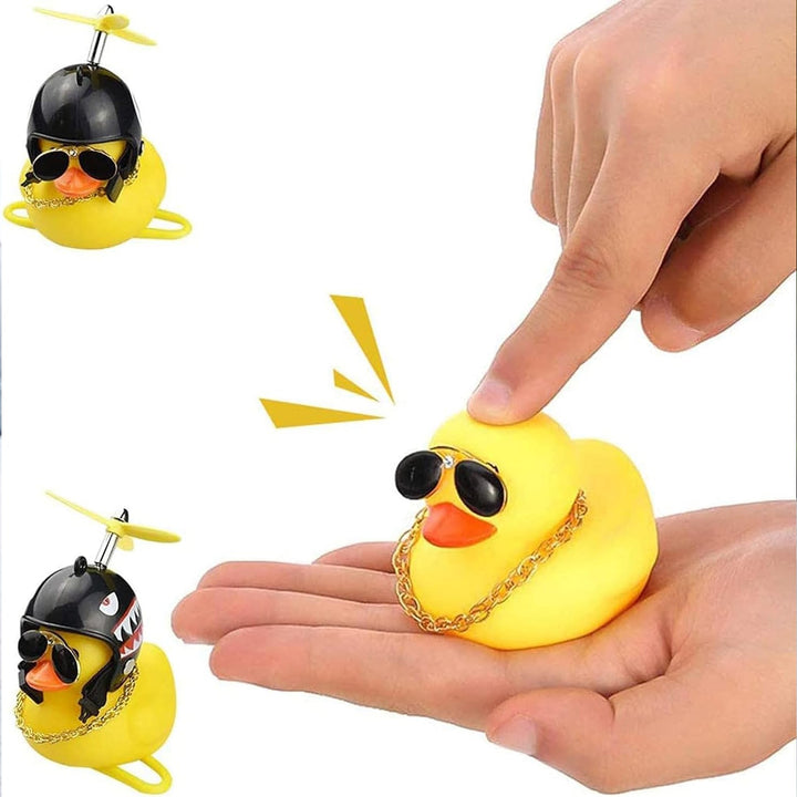 Beautiful Duck Car Ornaments Duck Bicycle Bell with Propeller Helmet (1 Pc / Mix Design) - TezCart