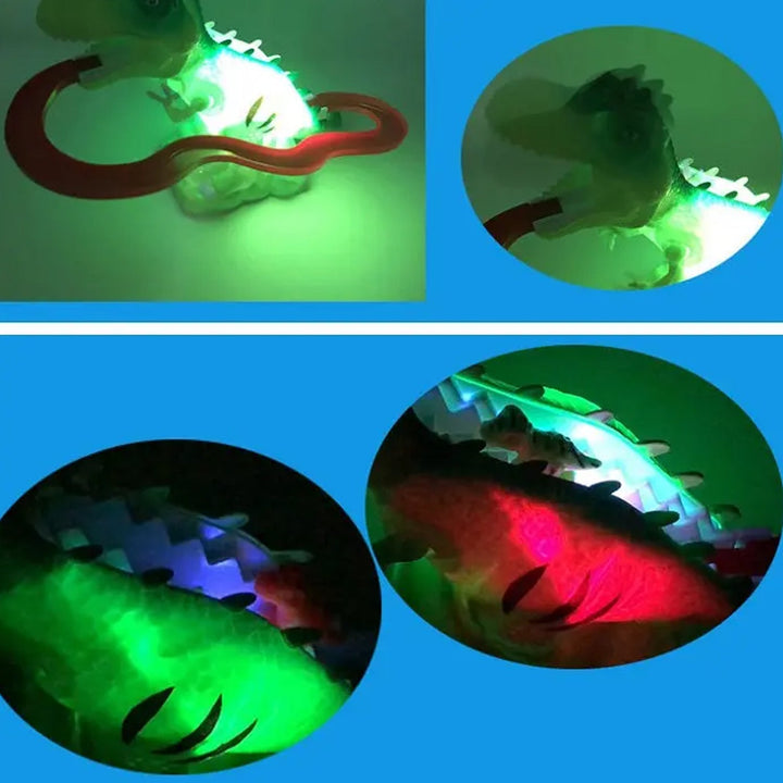 Children Electric Tracks Climb Stair Dinosaur Toys Glowing With Sound Kid Toy Animals Model Interactive Toys Your Brand