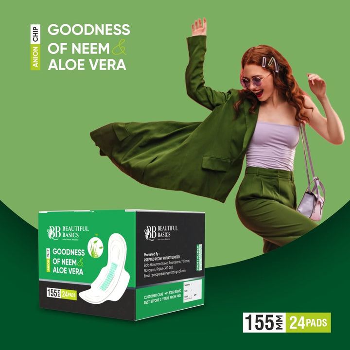 Sanitary Pantyliner with Neem & Aloe Vera, Ultra Thin, PH Balanced, Antibacterial (24 Pads, 155mm) Your Brand