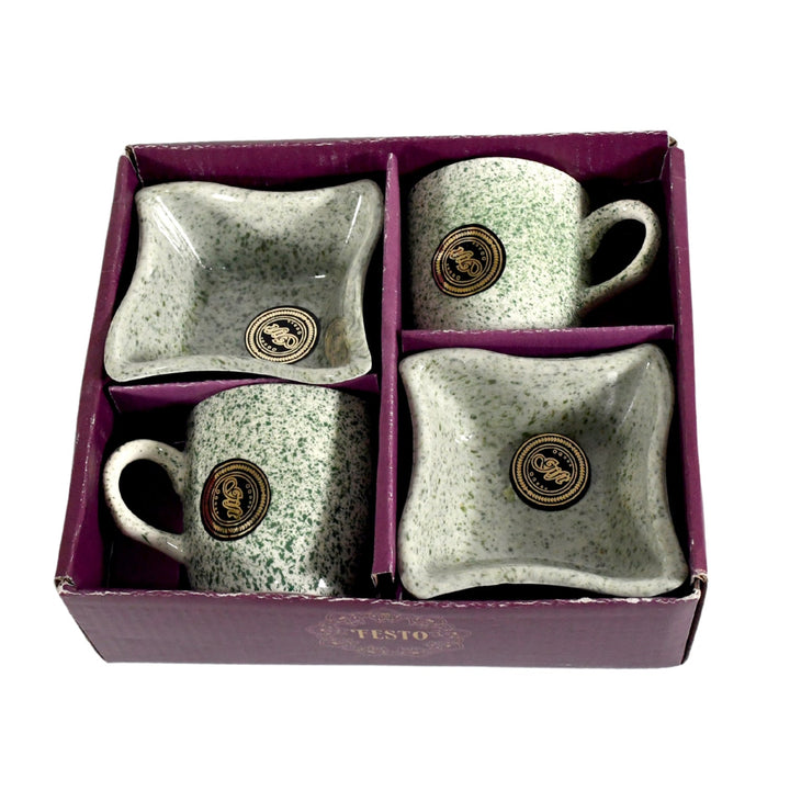 Ceramic Tea / cups / Mug Set Including Snacks / Serving Bowl Milk Cup, Coffee Cup, Tea Cup, Breakfast Cup, Drinking Mug or Outdoor for Household, Gift for Birthday, Wedding Party (4 Pcs set) Your Brand