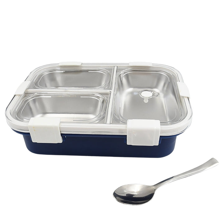 3 Compartment Transparent Stainless Steel Lunch Box for Kids, Tiffin Box, Lunch Box, Lunch Box for Kids, Insulated Lunch Box, Lunch Box for Office Women and Men, Stainless Steel Tiffin Box for Boys, Girls, School Office (Multi Color) Your Brand