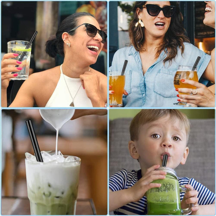 Reusable Stainless Steel Straw with cleaning Brush Long Drinking Straws for Coffee Tumbler Travel Mug Cup, Dishwasher Safe for Toddlers & Kids (5 Pcs Set) Your Brand