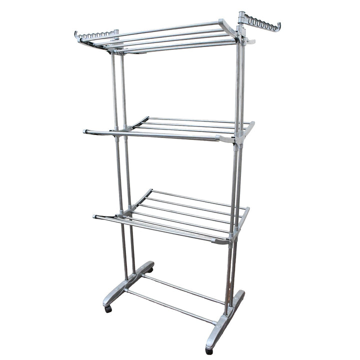 Premium Heavy Duty Stainless Steel 3 Layer Foldable Cloth Drying Stand (1 Set / With Color Box) - TezCart