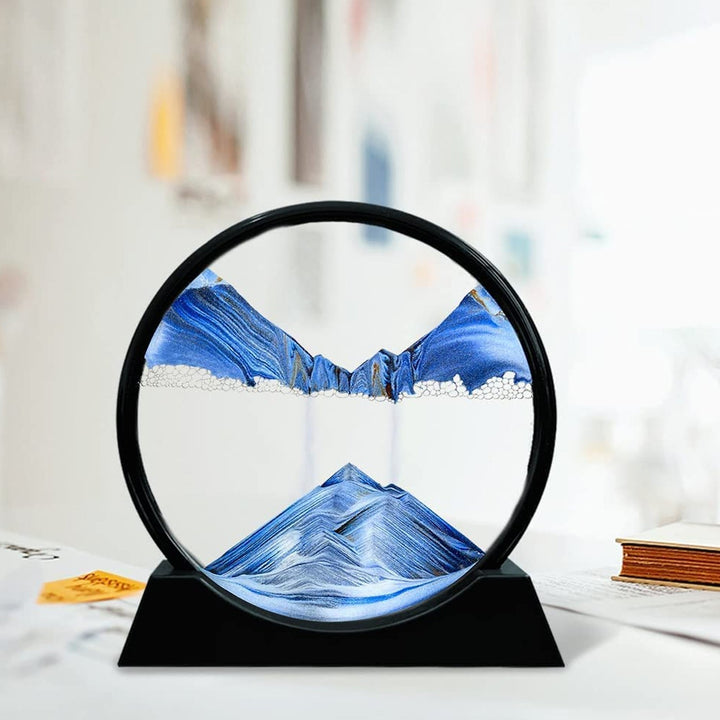 Moving Sand Art Picture Decor, 3D Deep Sea Sandscape Liquid Motion, Round Glass Frame Display Flowing Sand Relaxing Gift for Kids Adults Painting Artistic Sandscape for Home, Office, Ornament Desktop Art Bookshelves Decoration (1 Pc ) Your Brand