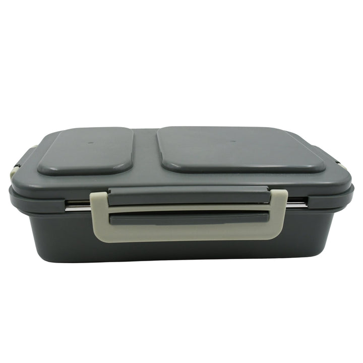 Miracle Quick Lock Leak Proof 2 Compartment Stainless Steel LUNCH BOX Inner Plate Reusable Microwave Freezer Safe Lunch Box Trendy Thermal Insulation Leak Proof for Office Vacuum Tiffin Box for Boys / Girls / School / Office Women and Men  Your Brand