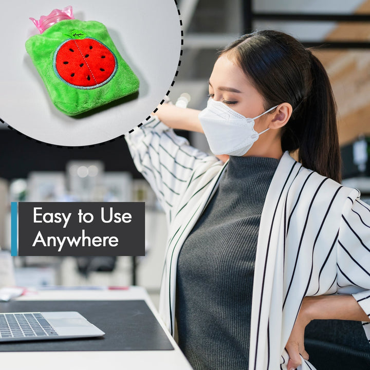 Watermelon small Hot Water Bag with Cover for Pain Relief, Neck, Shoulder Pain and Hand, Feet Warmer, Menstrual Cramps. Your Brand