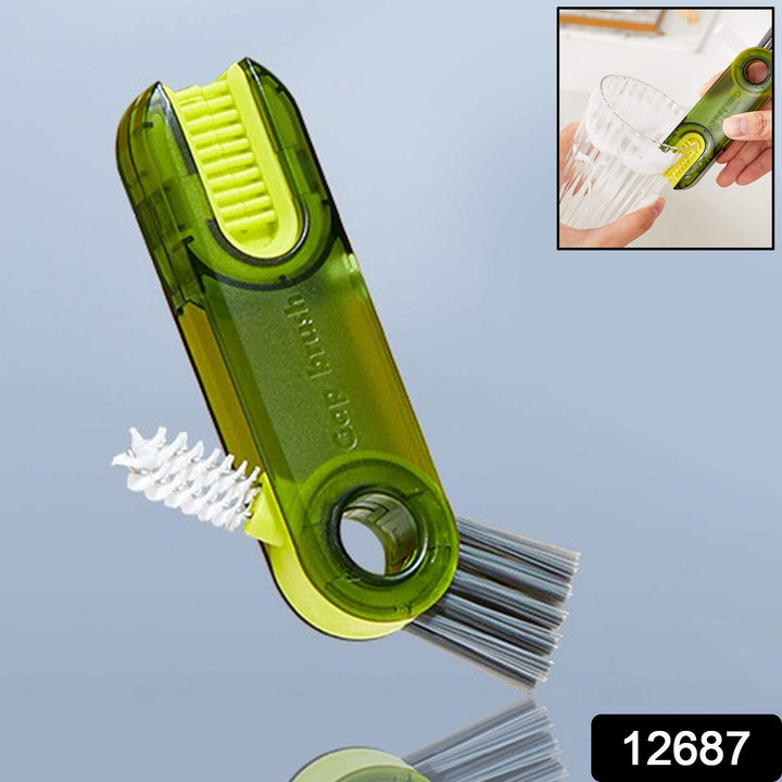3in1 Multifunctional Cleaning Brush, Bottle Cleaning Brush, Cup Cleaner Brush, for Bottle Cup Cover Lid Home Kitchen Cleaning Tool (1 Pc / Mix Color) Your Brand