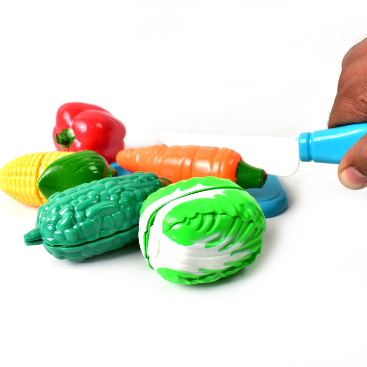 Realistic slice-able fruits and vegetables cut in 2 part play toy set - TezCart