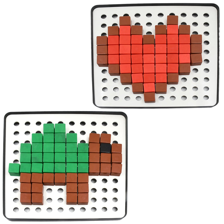 Pixel Cubes Toy for Children Early Education, Pixel Game Educational Board Games Board, Birthday Gift for Kids, Learning Math Toy, Brain Games, Math Puzzle (Approx 180 Cubes With Pixel Board & Book) Your Brand