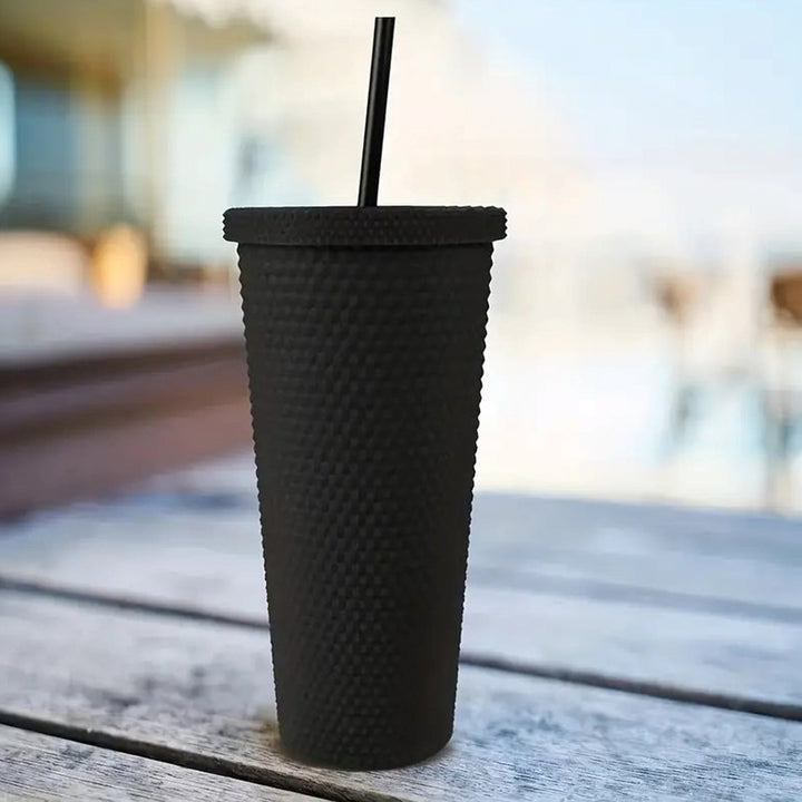 Reusable Studded Tumbler with Straw & Leak Proof Lid (1 Pc, Mix Colors) Your Brand