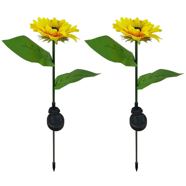 2 Pc Outdoor Solar Sunflower Lights Intelligent Light Control Waterproof Garden Landscape Stake Light Your Brand
